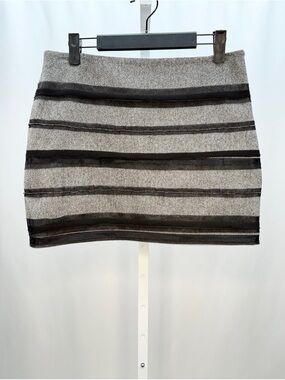 Mk2k Grey Wool Blend Mini Skirt with Velvet & Crystal Trim
